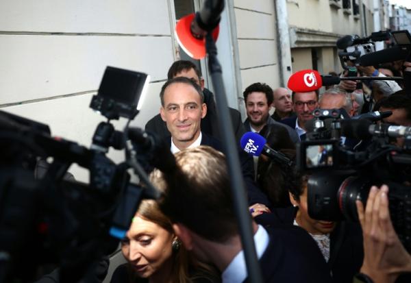 Raphaël Glucksmann, candidat du Parti socialiste (PS) et de la gauche centre-gauche Place Publique (PP), Paris, le 11 octobre 2026 