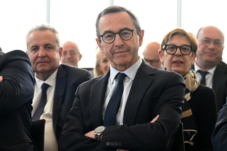 Le président des Républicains Bruno Retailleau, lors d'un séminaire avec des sénateurs LR à Nancy, le 17 avril 2026