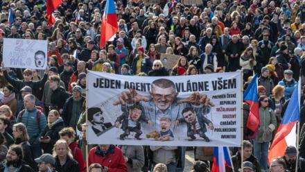 Thousands of Czechs rallied against the media financing switch in March