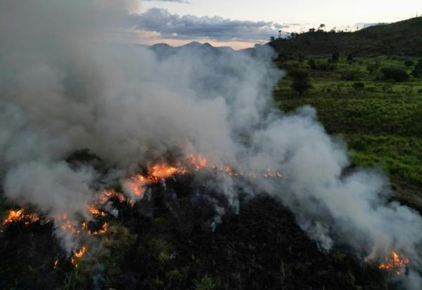 Un champ en feu à Sao Felix do Xingu, en Amazonie, dans le nord du Brésil, le 20 juin 2025