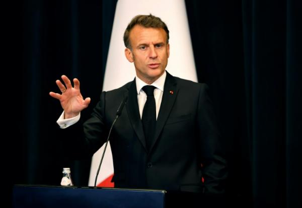 Le président de la République Emmanuel Macron à Tirana, en Albanie, le 17 mai 2025