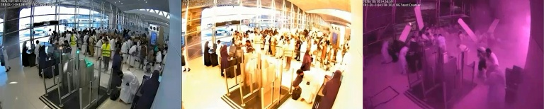 Combinaison d'images créée le 12 octobre 2026 montrant des captures d'écran tirées d'images de vidéosurveillance diffusées par le ministère saoudien de l'Information le 11 octobre 2026 du moment où l'aéroport international de Riyad a été frappé par une attaque houthie le 10 octobre 2026