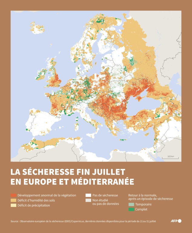 La sécheresse en Europe et Méditerranée fin juillet 2025