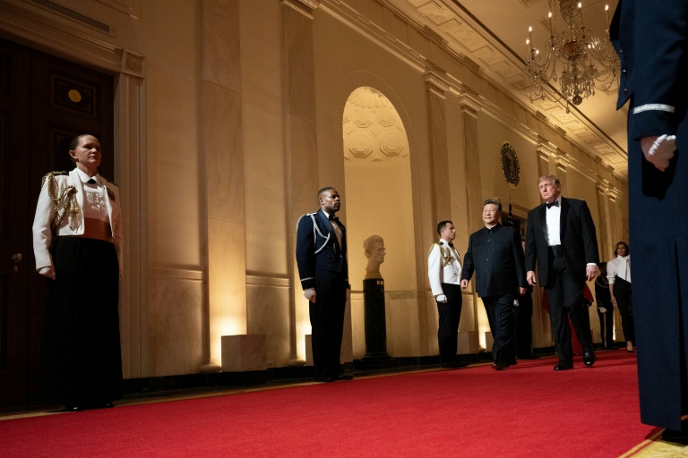 Arrivée de Donald Trump et Xi Jinping pour un dîner d’État à la Maison-Blanche à Washington, DC, le 24 septembre 2026
