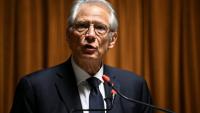 L'ancien Premier ministre Dominique de Villepin lors d'une conférence à La Sorbonne, à Paris, le 27 mars 2026 