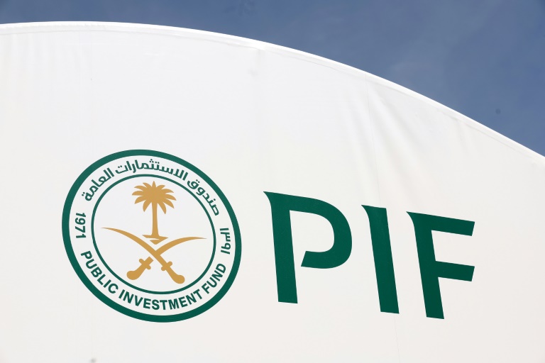 Logo du fonds public saoudien (PIF), au tournoi de tennis d'Indian Wells