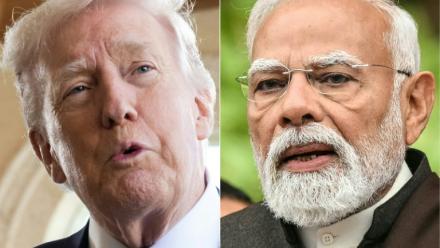 Combo du président américain Donald Trump, le 1er février 2026 à Palm Beach aux Etat-Unis, et du Premier ministre indien Narendra Modi, à New Delhi le 29 janvier 2026
