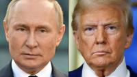 Un combo photo montrant le président russe Vladimir Poutine (à gauche) aux côtés du président américain Donald Trump (à droite)