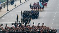 Des militaires participent au défilé célébrant le 250e anniversaire de l'armée américaine, le 14 juin 2025 à Washington
