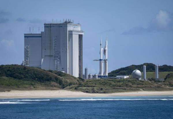 Un bâtiment d’assemblage de véhicules, au centre spatial de Tanegashima, à Minamitane, dans la préfecture de Kagoshima au Japon, le 13 août 2026.