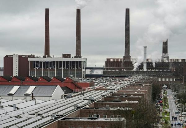 An overview shows the main factory of German car maker Volkswagen (VW) headquarters