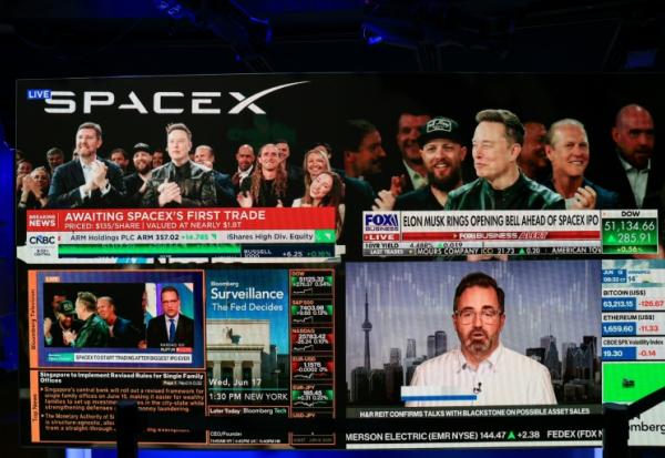 Premier jour de cotation de SpaceX à la Bourse de New York, le 12 juin 2026